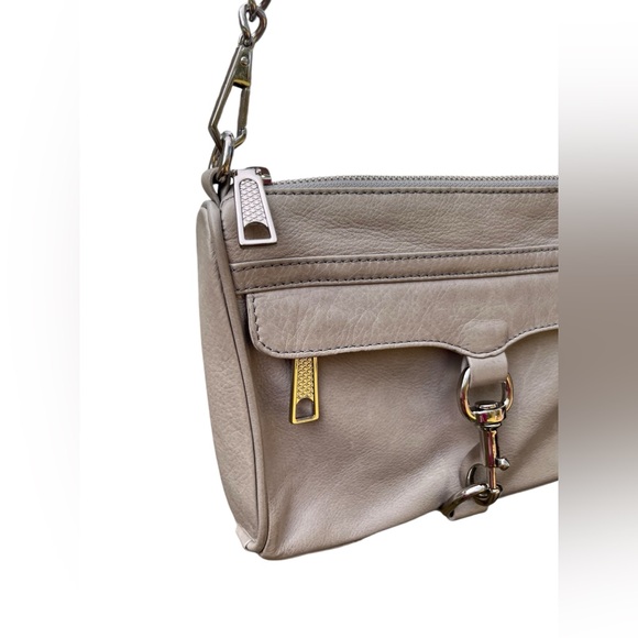Rebecca Minkoff Gray Leather Mini Mac Crossbody Bag Silver Chain - Picture 7 of 16